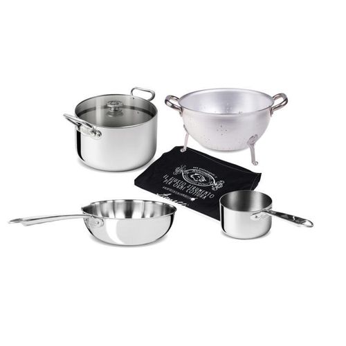 Agnelli - 4-teiliges Pasta-Set – 3-lagiger Edelstahl mit Holzbox