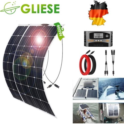 400W Flexibel Monokristallines Solarpanel 12V Solar Set Photovoltaik Kit für Wohnmobile, Boote, Häuser und unebene Oberflächen