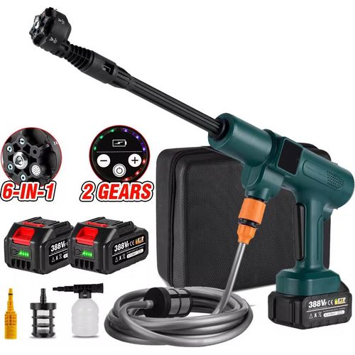 150bar Akku-Hochdruckreiniger, 388VF 3500W Akku-tragbarer Hochdruckreiniger, Autoreiniger mit 2 Batterien, geeignet für Auto, Garten und Lager