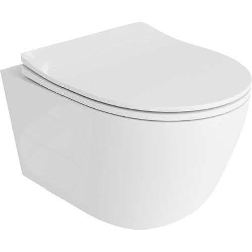 LAVITA Wand-WC Borgio | Hänge Toilette | Toilettendeckel mit Absenkautomatik & Metallscharniere | Toiletten Spülrandlos Hängend | Spülsystem TORNADO | Toilettenbecken | Weißer Glanz