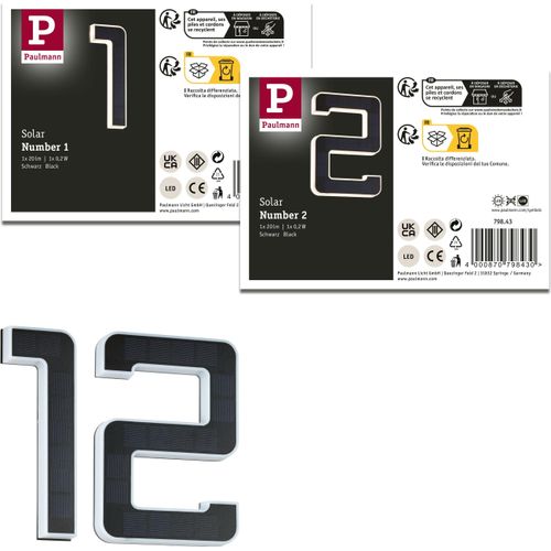 Paulmann Bundle Solar LED Hausnummernleuchte Nummer 12
