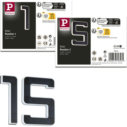 Paulmann Bundle Solar LED Hausnummernleuchte Nummer 15