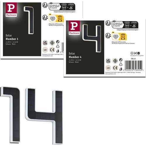 Paulmann Bundle Solar LED Hausnummernleuchte Nummer 14