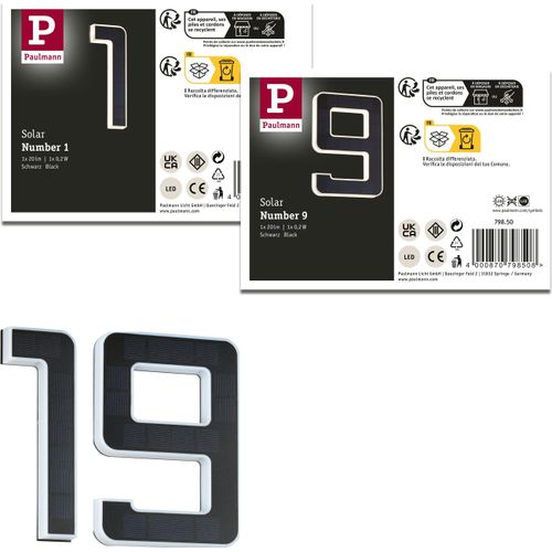 Paulmann Bundle Solar LED Hausnummernleuchte Nummer 19
