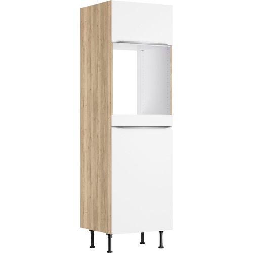Backofenumbauschrank KOCHSTATION "KS-Aken", weiß (weiß, wildeiche nachbildung), B:60cm H:211,8cm T:58,4cm, Schränke, Backofenumbauschrank