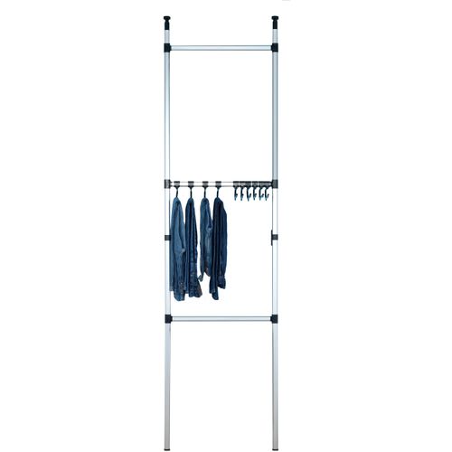 Teleskopregal RUCO, grau (aluminiumfarben, schwarz), B:70cm H:250cm T:40cm, Aluminium, Regale, Aluminium/Kunststoff, inkl. 10 Teleskop-Hosenbügel