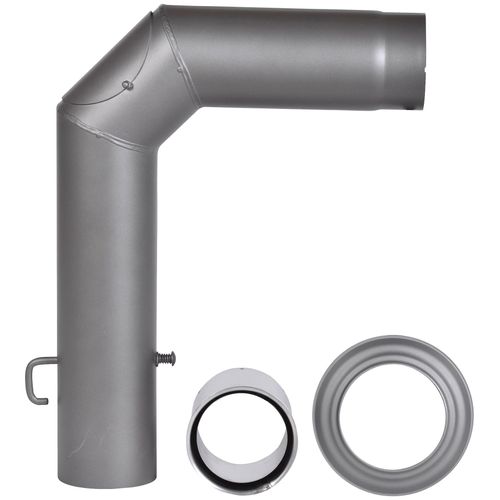 Ofenrohr FIREFIX, grau, B:14,5cm H:59cm L:49cm, Stahlblech, Rohre, Stahlblech, mit Drosselklappe
