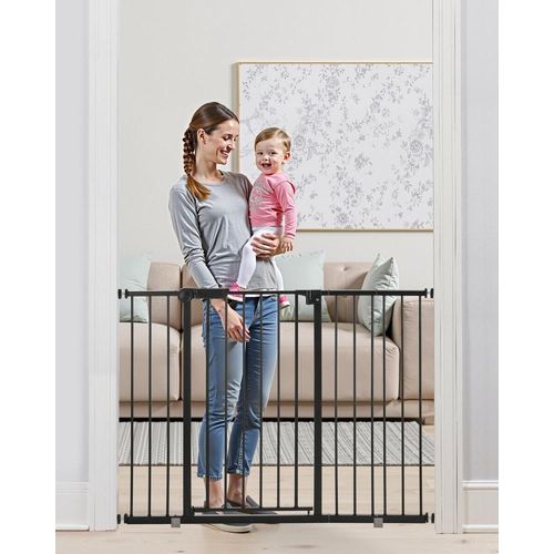 Verstellbares Babygitter Hundegitter - Trenngitter in Schwarz mit einer Breite von 650-1219mm