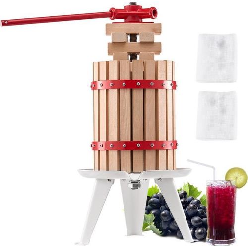Manuelle Obstweinpresse und Apfelmühle 6L - Weinherstellung mit Holzkorb - Apfelpresse für Weinproduktion