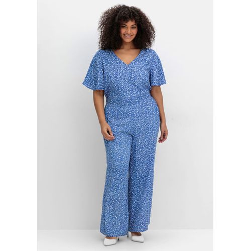 Overall SHEEGO BY JOE BROWNS, Damen, Gr. 40, Normalgrößen, blau (blau gemustert), 100% Viskose, geblümt, gemustert, lang, Kurzarm, Overalls