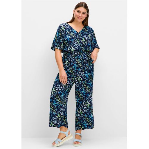 Overall SHEEGO, Damen, Gr. 58, Normalgrößen, tiefblau, bedruckt, 100% Viskose, geblümt, gemustert, mehrfarbig, bedruckt, lang, Kurzarm, Overalls