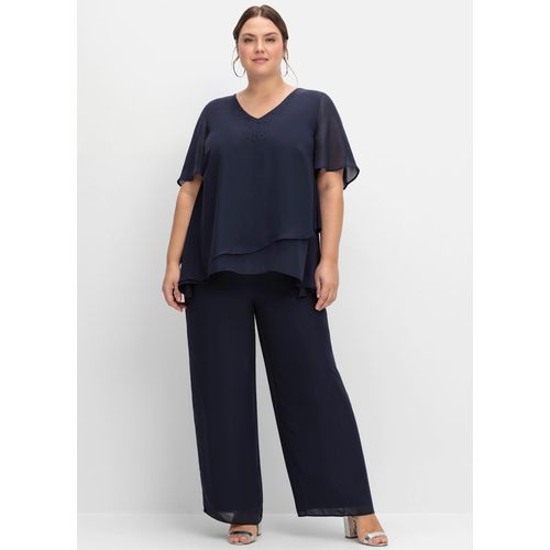Overall SHEEGO, Damen, Gr. 58, Normalgrößen, blau (marine), 100% Polyester, unifarben, lang, Kurzarm, Overalls