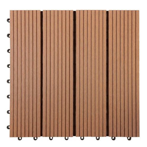 Floordirekt Terrassenfliese WPC Royal , Hellbraun , Holzwerkstoff , 30x30 cm , rutschfest, formstabil, UV-beständig , Gartenzubehör, Terrassen- &