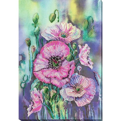 Perlen-Stickbild "Mohnblüten", 30 x 43 cm