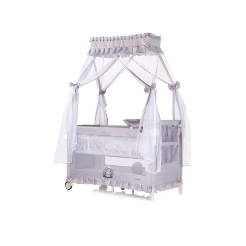 Chipolino Reisebett Palace, Baldachin Moskitonetz zwei Ebenen Wickelauflage hellgrau