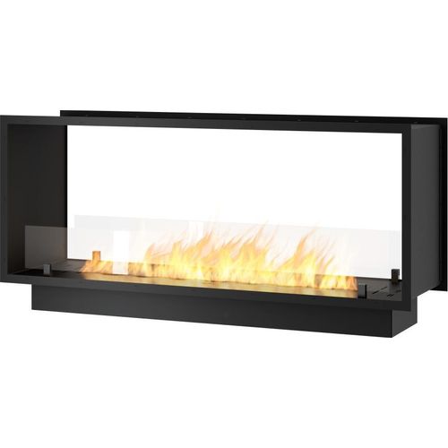 Bioethanol-Kamin 2Side 1200 Slim Einbau mit zwei Fronten - Mattschwarz, mit Glas, 4L Brenner, Modernes Design