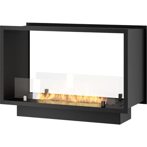 Bioethanol-Kamin 2Side 800 Slim Einbau mit zwei Fronten - Mattschwarz, mit Glas, 1L Brenner, Modernes Design
