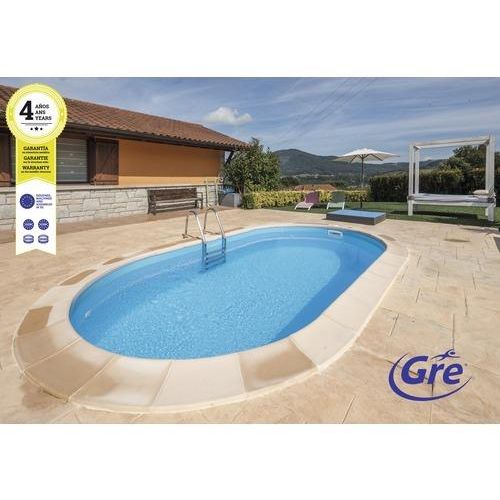 Einbaupool Stahlwandpool-Set Gre oval 600x320x150 cm inkl. Sandfilteranlage, Skimmer, Leiter, Filtersand, Bodenschutzvlies & Anschlussschlauch weiß