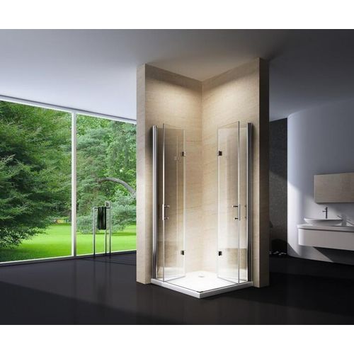 Duschkabine Eckeinstieg Falttür Nano Echtglas EX213 - 100 x 100 x 195 cm