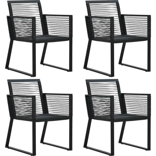 Prolenta Premium Gartenstühle 4 Stk. Seil Rattan Schwarz