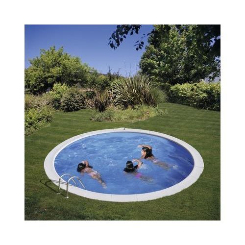 Einbaupool Stahlwandpool-Set Gre rund Ø 420x120 cm inkl. Sandfilteranlage, Skimmer, Leiter, Filtersand, Bodenschutzvlies & Anschlussschlauch weiß