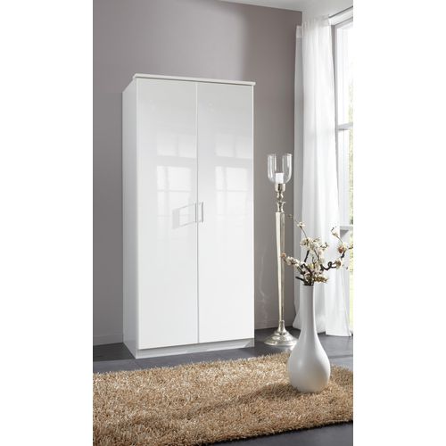 Drehtürenschrank ></noscript>Clack< in HOCHGLANZ LACK WEISS - 91x199x58cm (BxHxT)