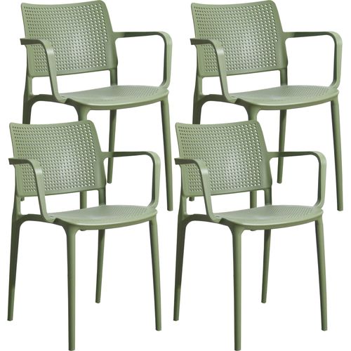 Set aus 4 kaktusgrünen Terrassenstühlen aus Kunststoff - Oviala Riga