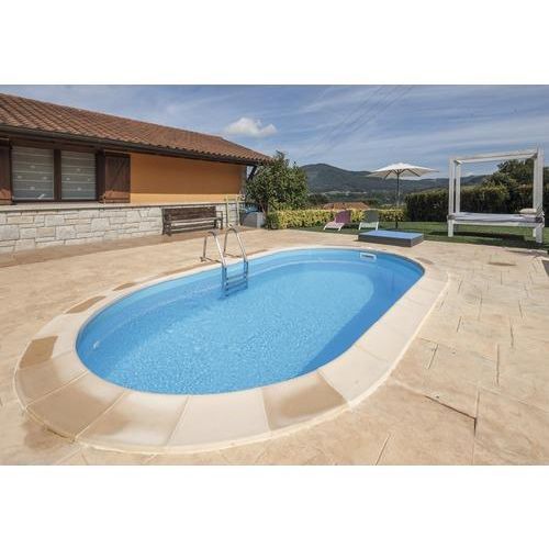 Einbaupool Stahlwandpool-Set Gre oval 800x400x120 cm inkl. Sandfilteranlage, Skimmer, Leiter, Filtersand, Bodenschutzvlies & Anschlussschlauch weiß