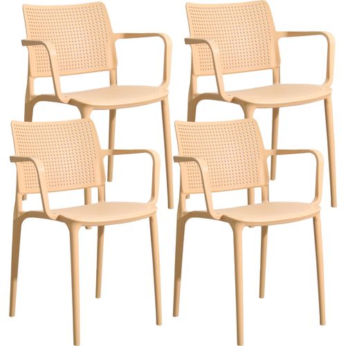 Set mit 4 hellgelben Terrassenstühlen aus Kunststoff - Oviala Riga
