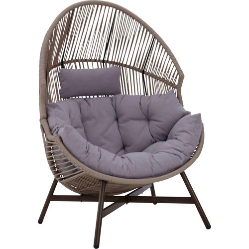 Egg Gartensessel auf synthetischem Rattangestell 142 cm beige - Oviala Bamako