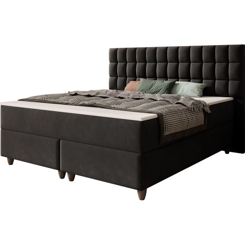 Boxspringbett WIEN 180x200cm Samt Schwarz TFK