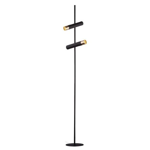 LED Stehleuchte, schwarz gold, Spots beweglich, H 151 cm