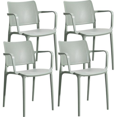 Set aus 4 salbeigrünen Terrassenstühlen aus Kunststoff - Oviala Riga