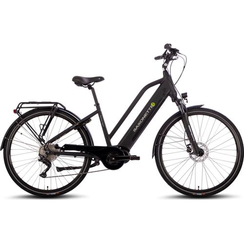 SAXONETTE E-Trekkingbike Premium Sport , Mittelmotor 522 Wh Akku, Pedelec, Elektrofahrrad, (Trapez Rahmenhöhe 45cm , Schwarz)