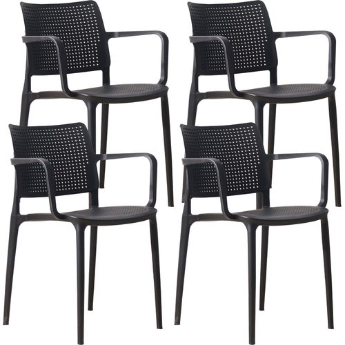 Set mit 4 schwarzen Terrassenstühlen aus Kunststoff - Oviala Riga