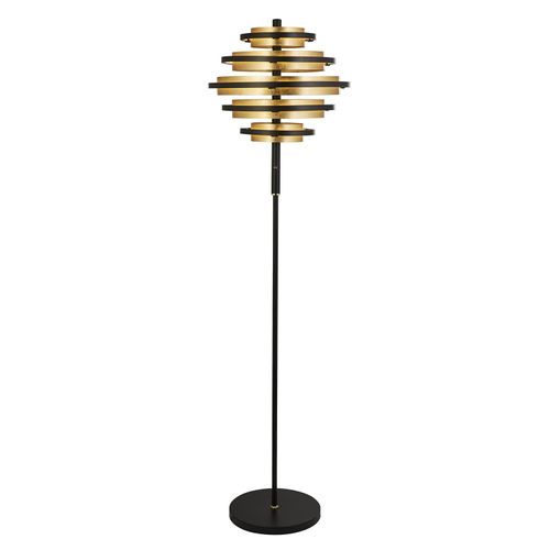 LED Stehlampe, Metall schwarz gold, H 148 cm