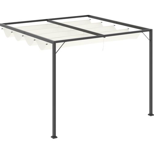 Pergola Pavillon 3 x 3 m Gartenpavillon BBQ-Pavillon mit Stoffdach Terassenüberdach wetterfest Wand Anbau Metall Polyester Cremeweiß