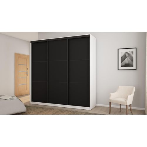 Schwebetürschrank 3D/220 in Weiß/Schwarz mit Premium Beschlägen