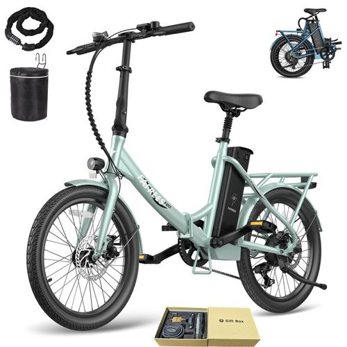 E-Bike 20 zoll 155 - 195 cm Rostfreie Aluminiumlegierung 36 V 18,2 Ah 655,2 Wh bis zu 150 - 190 km Wasserdicht IPX4 mit 7 Gang, Grün