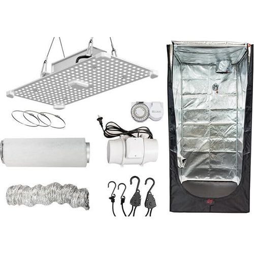Growbox Komplett Set LED 720 Watt 120x120x2000 cm - Mini Klein Homebox Grow-Set Zuchtzelt Growschrank Growzelt Anbau Indoor