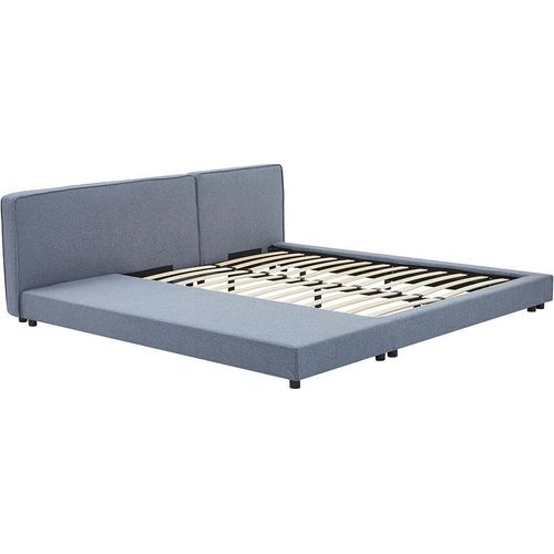 HOME DELUXE Bett mit Ablage GALAXIS - Grau 140 x 200 cm - inkl. Lattenrost & Matratze H2/H3 | bodentiefes Designbett, Familienbett, Doppelbett, Futonbett