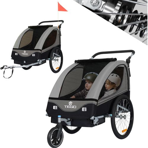 Tiggo S2 Kinderanhänger mit Federung Jogger 2 in 1 Kinder Buggy Fahrradanhänger Anhänger 1 bis 2 Kinder Kinderanhänger 60502
