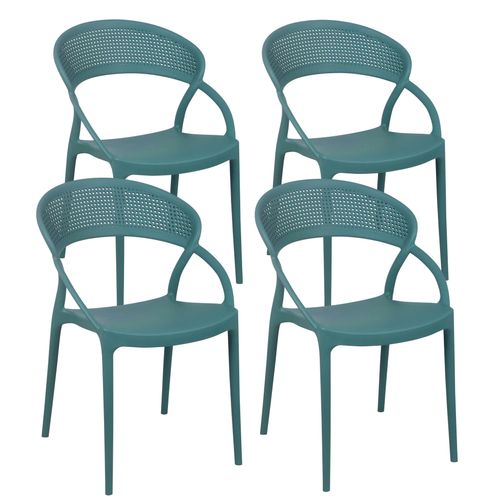 Set aus 4 grünen Terrassenstühlen aus Kunststoff - Oviala Madrid