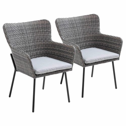 Set von 2 runden Gartenstühlen aus Rattan - Oviala Murcia