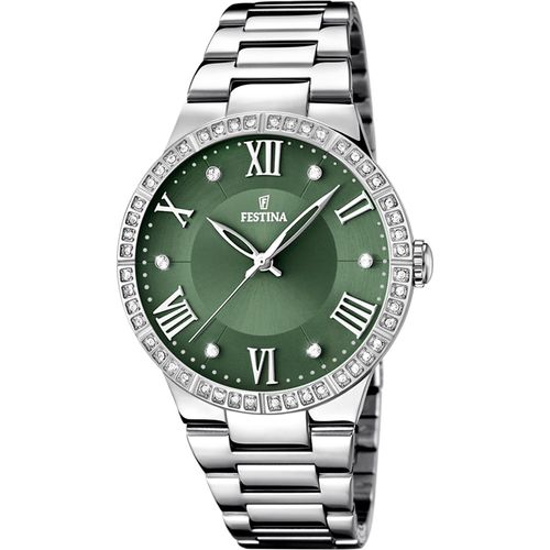 Festina Damen-Uhr Boyfriend Grün Analog Quarz Edelstahl-Band F16719/5