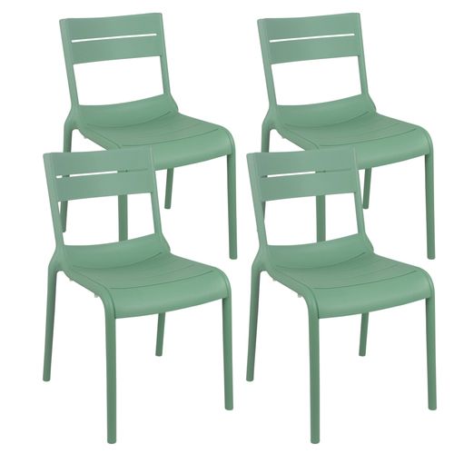 Set aus 4 salbeigrünen Terrassenstühlen aus Kunststoff - Oviala Paname