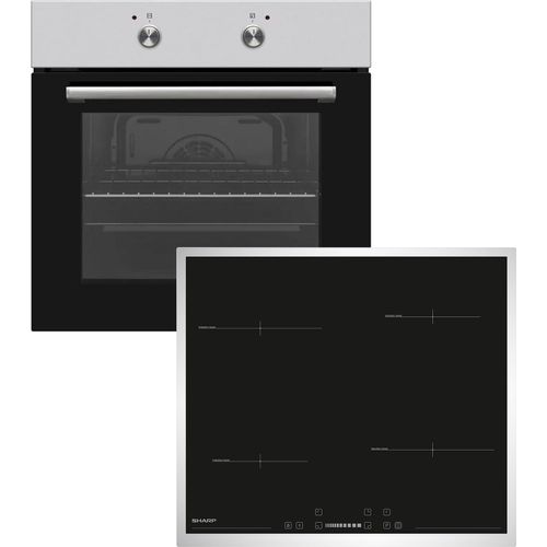 Einbauherd Set Backofen Heißluft Umluft 60cm Induktionskochfeld autark Rahmen