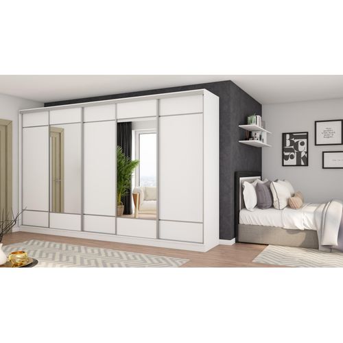 Schiebetürenschrank 5D/400 mit Spiegeln und Premium Beschlägen - 400x244x64 cm