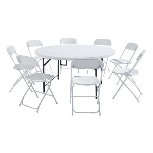 Set aus Klapptisch für 8 Personen und 8 Stühlen Weiß - Oviala REKKEM