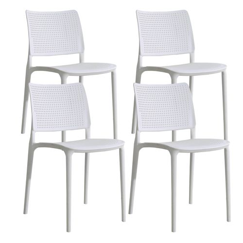 Set aus 4 weißen Terrassenstühlen aus Kunststoff - Oviala Riga